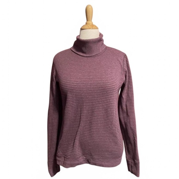 lululemon athletica Tops - Lululemon Women's 10 Double Up Reversible Turtleneck Sweatshirt Burgundy Stripe